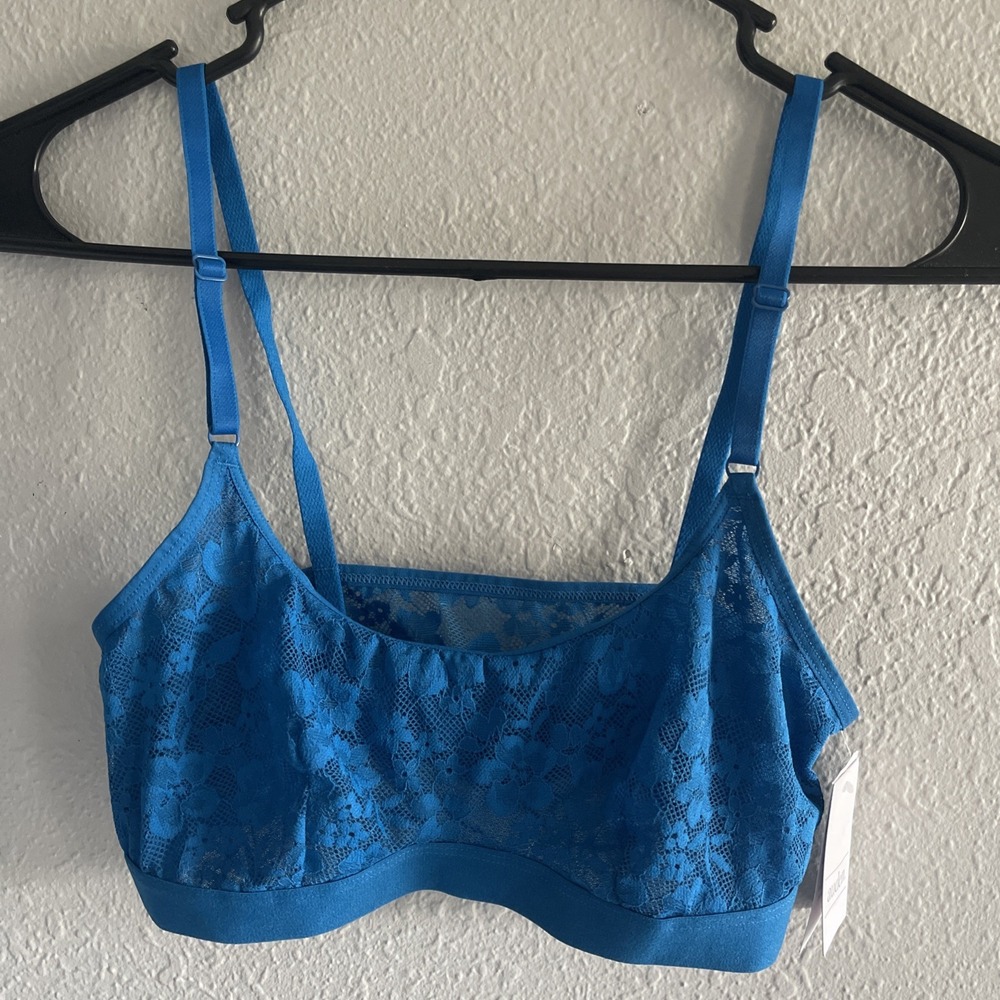 Auden Blue Lightly Lined Scoop Neck Bralette. Size:Small NEW!